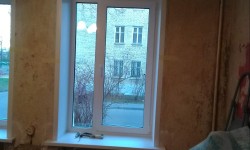 Двухстворчатое окна в кирпичном доме